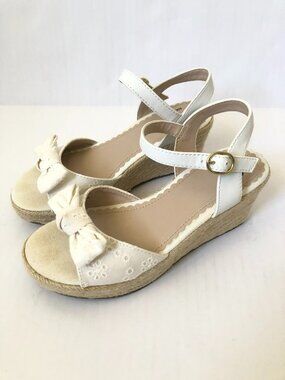 Total Girl Girl's Platform White Wedge Sandals Size 2